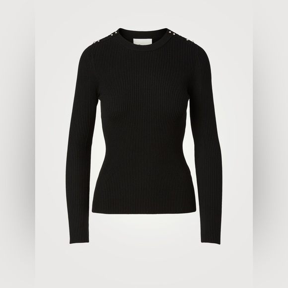 3.1 Phillip Lim Black Merino Wool Ribbed Scoop Neck Sweater Size XS - Picture 1 of 9